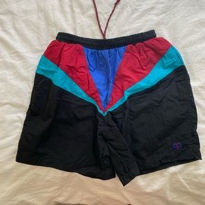 2/20 vintage 90s graphic print nylon mens shorts/trunks